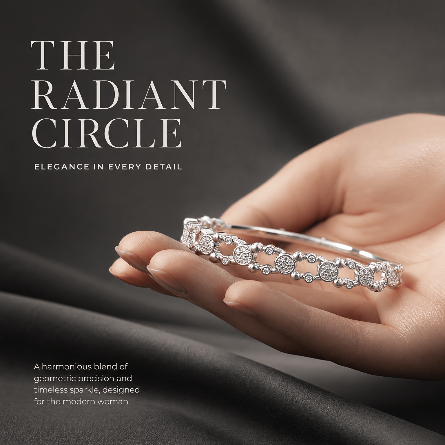 New Synthetic Zirconia Hollow Alternating Design Bangle, Modern Accessory